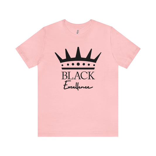 Unisex Jersey Short Sleeve Tee: Black Excellence with Crown