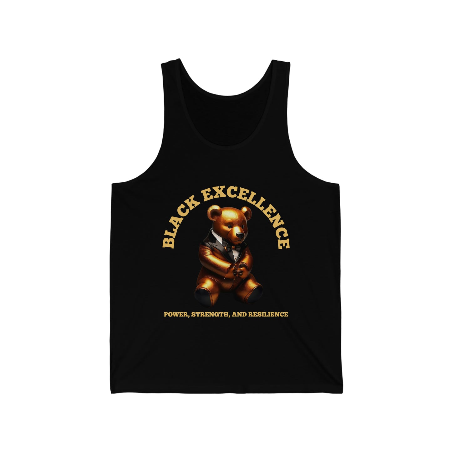 Unisex Jersey Black Excellence Bear Tank